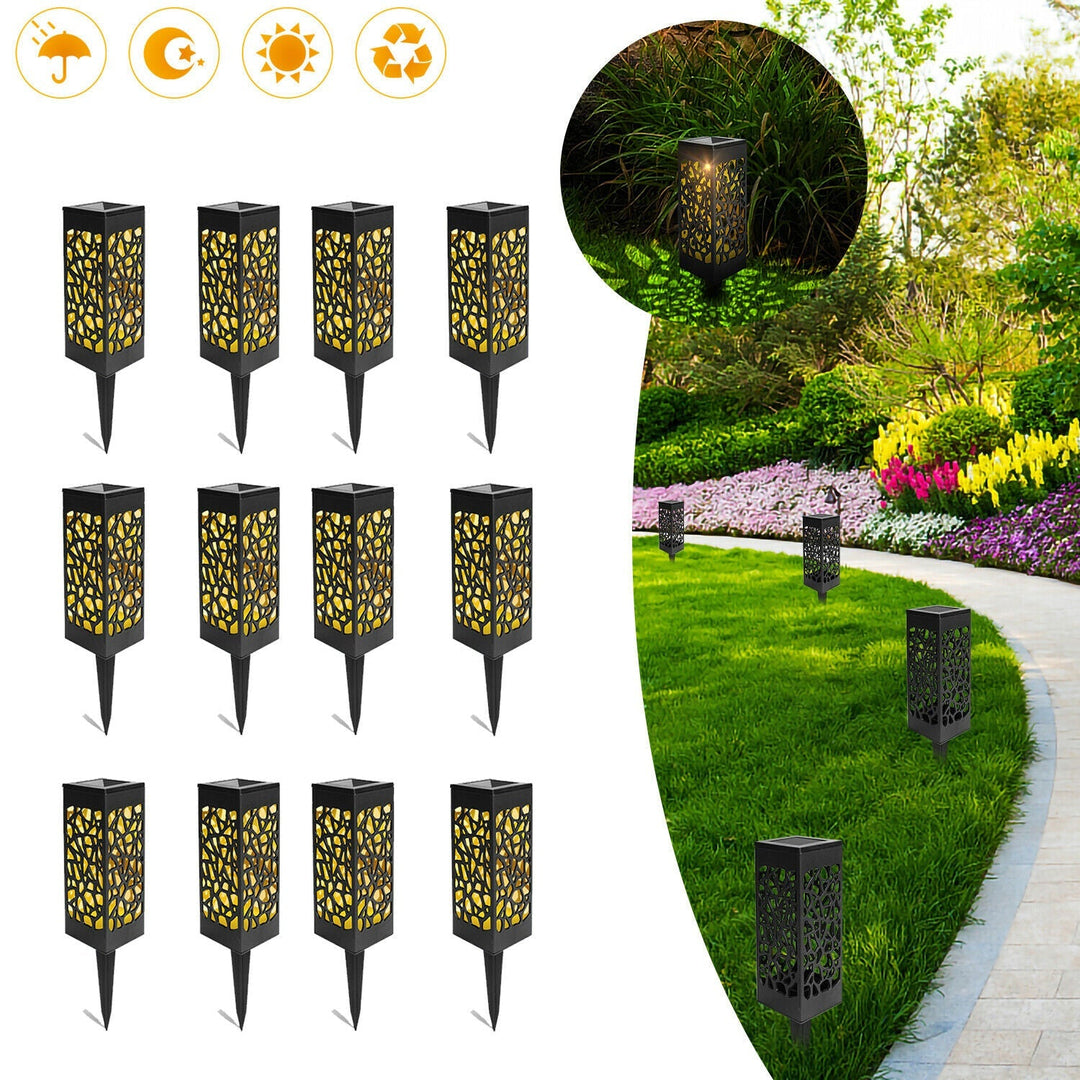 Solar Path Lights, Set of 12 | Warm White LED, IP55 Waterproof | PP Material, Stake or Flat Mount, No Wiring Required
