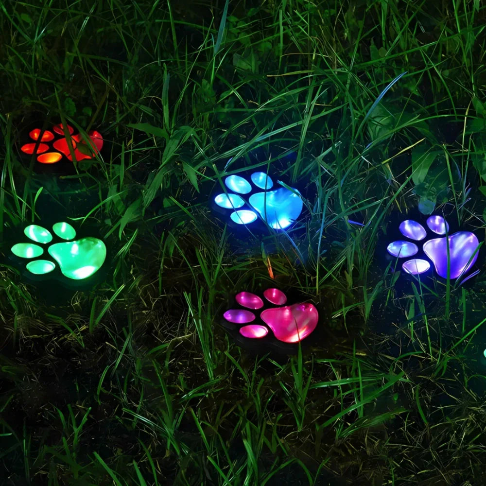 Solar Paw Print Pathway Light | 9 x 9 cm, Up to 10 Hours Runtime | IP44 Weather-Resistant with Automatic Dusk Sensor