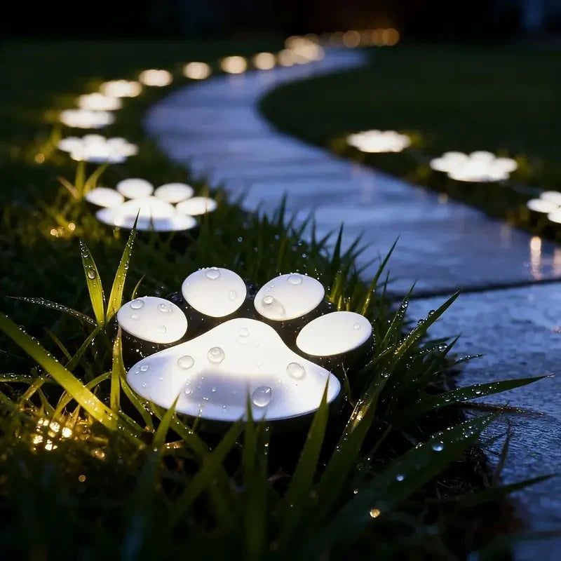 Solar Paw Print Pathway Light | 9 x 9 cm, Up to 10 Hours Runtime | IP44 Weather-Resistant with Automatic Dusk Sensor