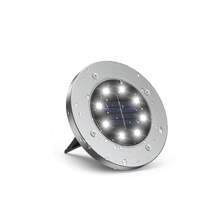 Solar-Powered Ground Lights 12 LED Stainless Steel | Pack of 4, 8 or 12 | IP65 Waterproof, 6-8 Hours Illumination
