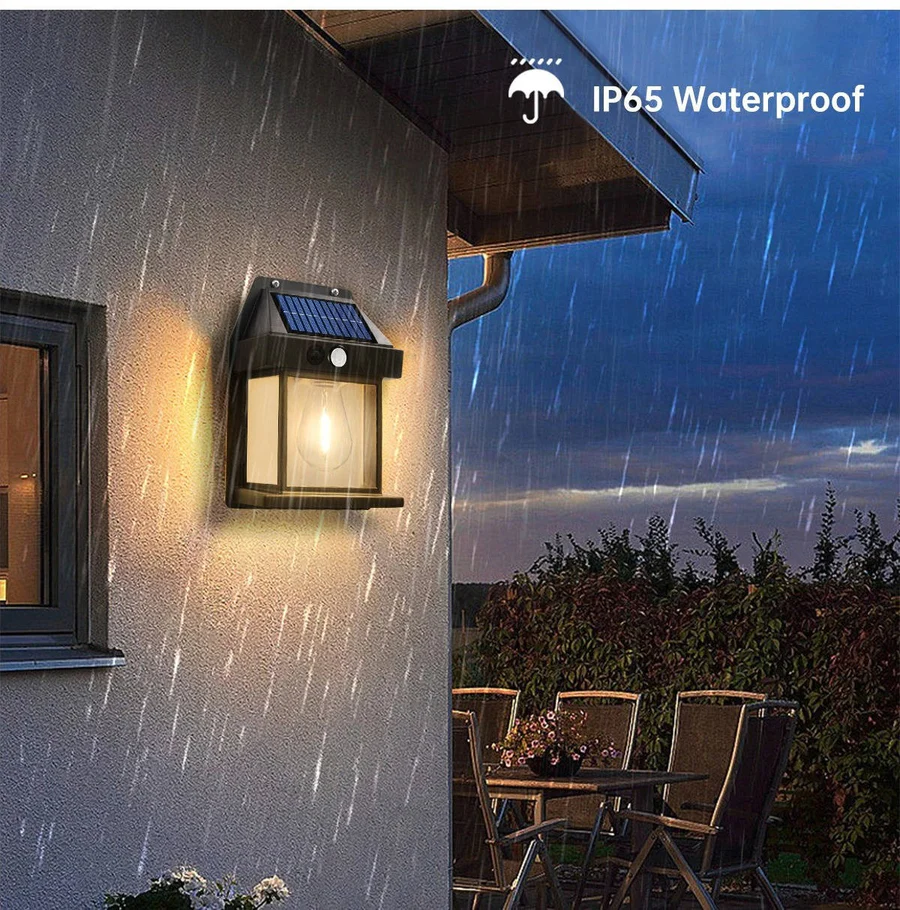 Solar Wall Lamp Outdoor Weatherproof 120-Degree Sensor with 3 Lighting Modes