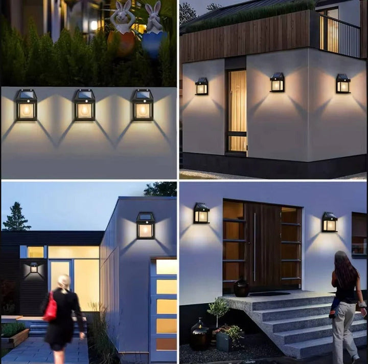 Solar Wall Lamp Outdoor Weatherproof 120-Degree Sensor with 3 Lighting Modes