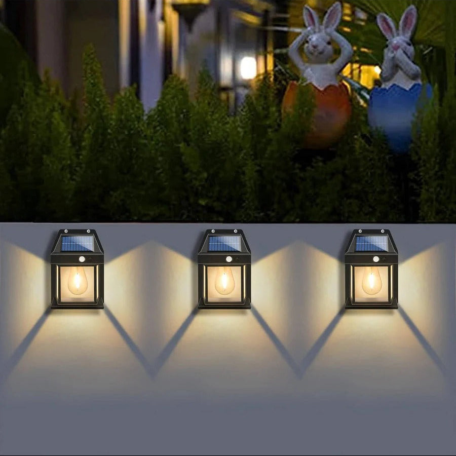 Solar Wall Lamp Outdoor Weatherproof 120-Degree Sensor with 3 Lighting Modes