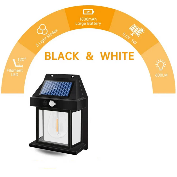 Solar Wall Lamp Outdoor Weatherproof 120-Degree Sensor with 3 Lighting Modes