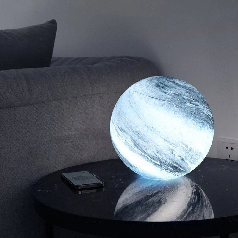 Sphere LED Table Lamp | Swirled Globe, Small Round Base