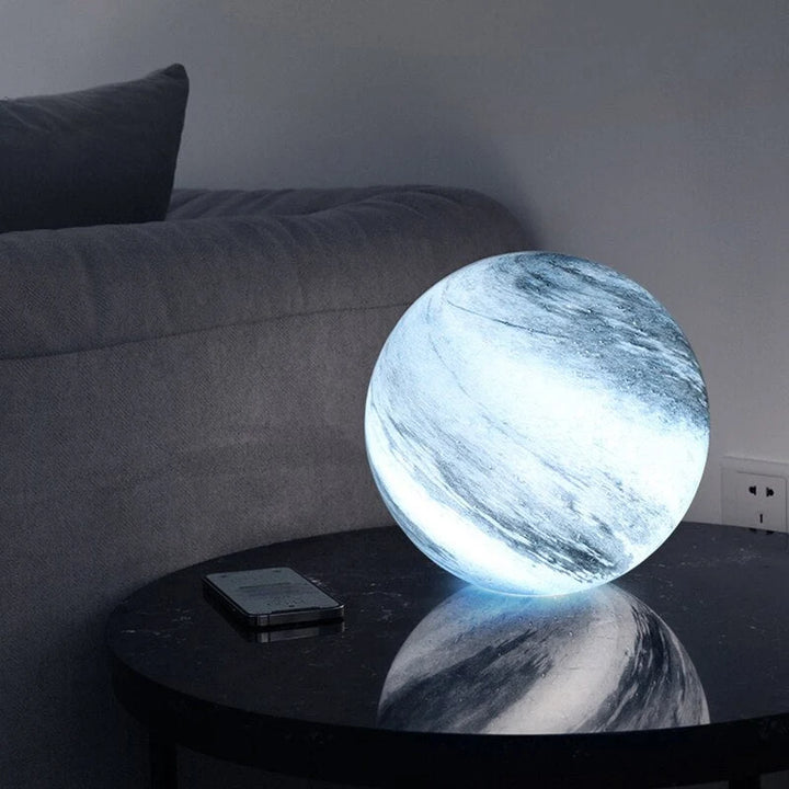 Sphere LED Table Lamp | Swirled Globe, Small Round Base