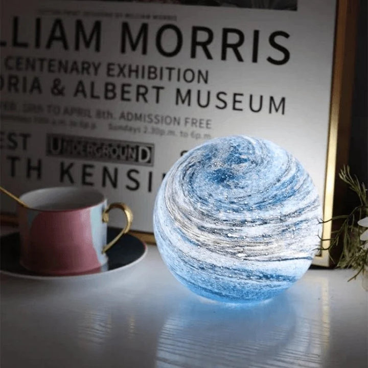 Sphere LED Table Lamp | Swirled Globe, Small Round Base