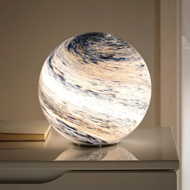 Sphere LED Table Lamp | Swirled Globe, Small Round Base