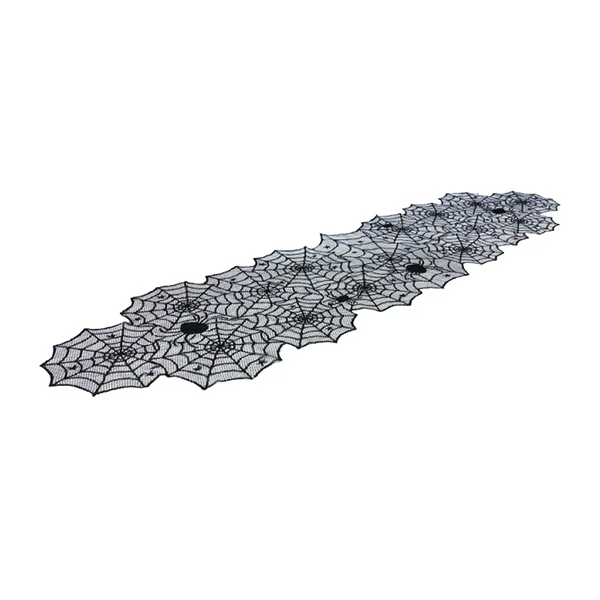 Spiderweb Table Runner Halloween Decor | Lace Web Cutout Design | Available in Round and Rectangular Table Shapes