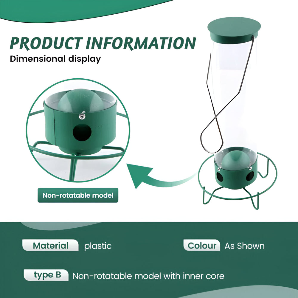 Squirrel Proof Bird Feeder Metal | 4-Port Rotating Perch with Large Seed Reservoir | Weather-Resistant Hanging Design