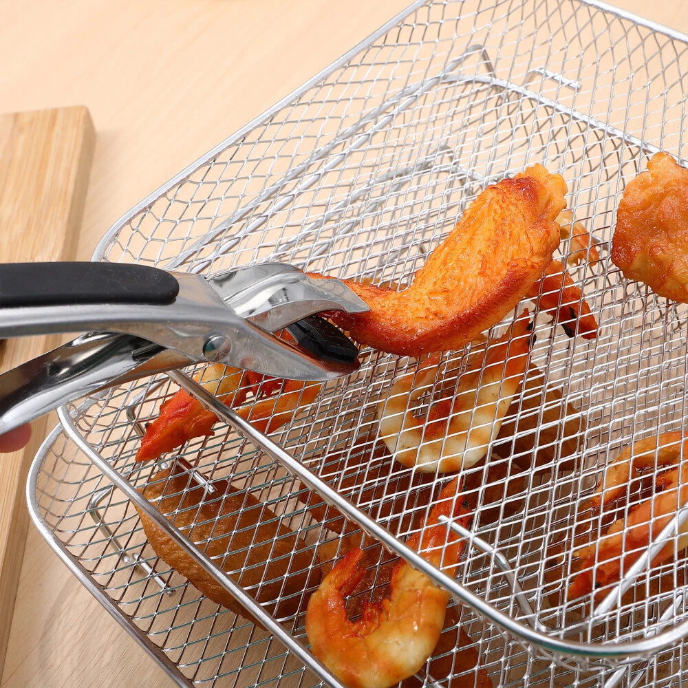 Stackable Airfryer Baskets | Mesh Trays With Clip Lifters