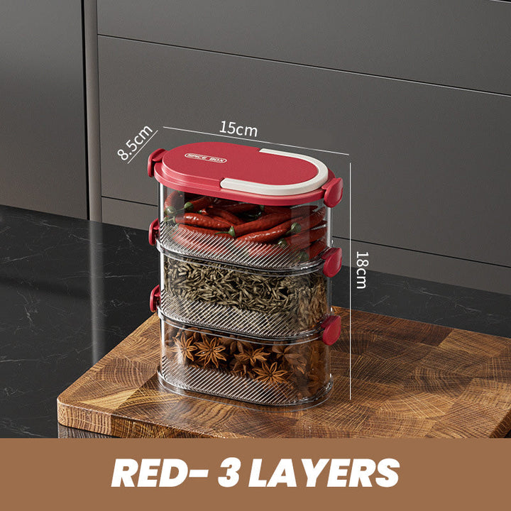 Stackable Spice Rack Airtight Multi-Layer Food-Safe with Sealed Lids