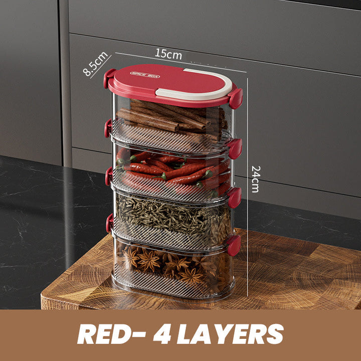 Stackable Spice Rack Airtight Multi-Layer Food-Safe with Sealed Lids