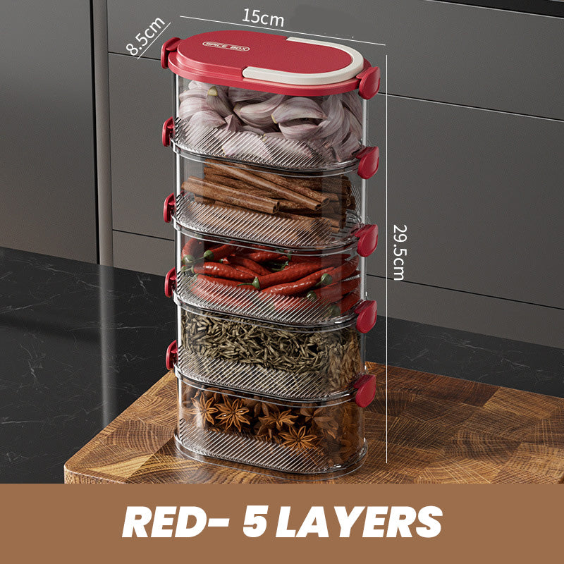 Stackable Spice Rack Airtight Multi-Layer Food-Safe with Sealed Lids