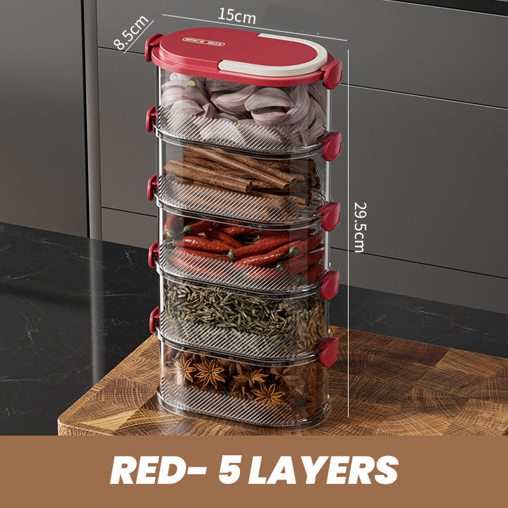 Stackable Spice Rack Airtight Multi-Layer Food-Safe with Sealed Lids