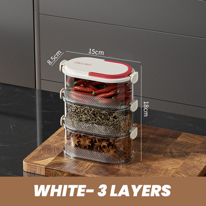 Stackable Spice Rack Airtight Multi-Layer Food-Safe with Sealed Lids
