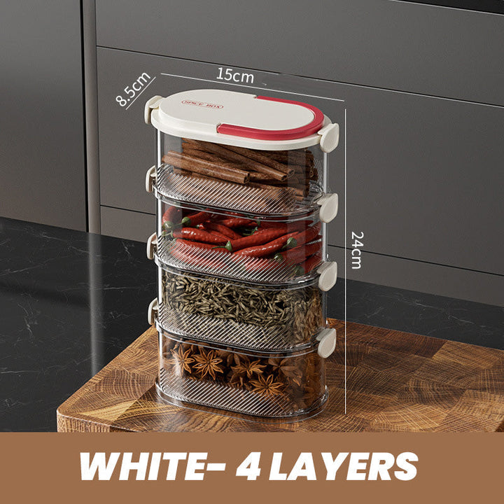 Stackable Spice Rack Airtight Multi-Layer Food-Safe with Sealed Lids