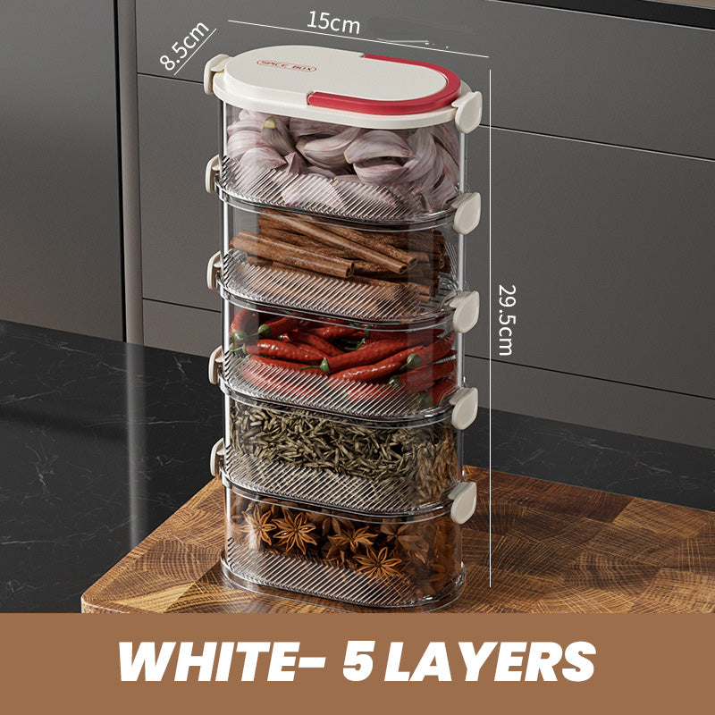Stackable Spice Rack Airtight Multi-Layer Food-Safe with Sealed Lids