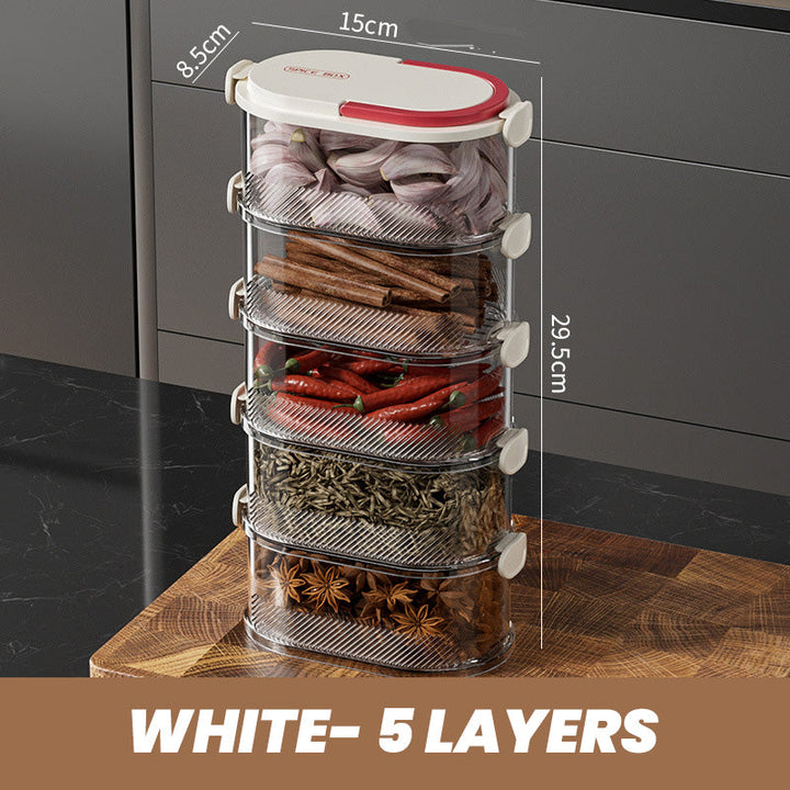 Stackable Spice Rack Airtight Multi-Layer Food-Safe with Sealed Lids