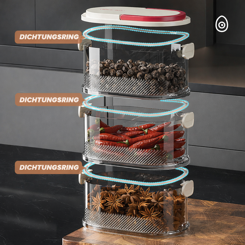 Stackable Spice Rack Airtight Multi-Layer Food-Safe with Sealed Lids