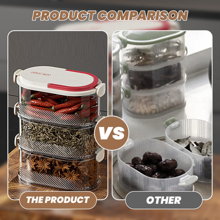 Stackable Spice Rack Airtight Multi-Layer Food-Safe with Sealed Lids