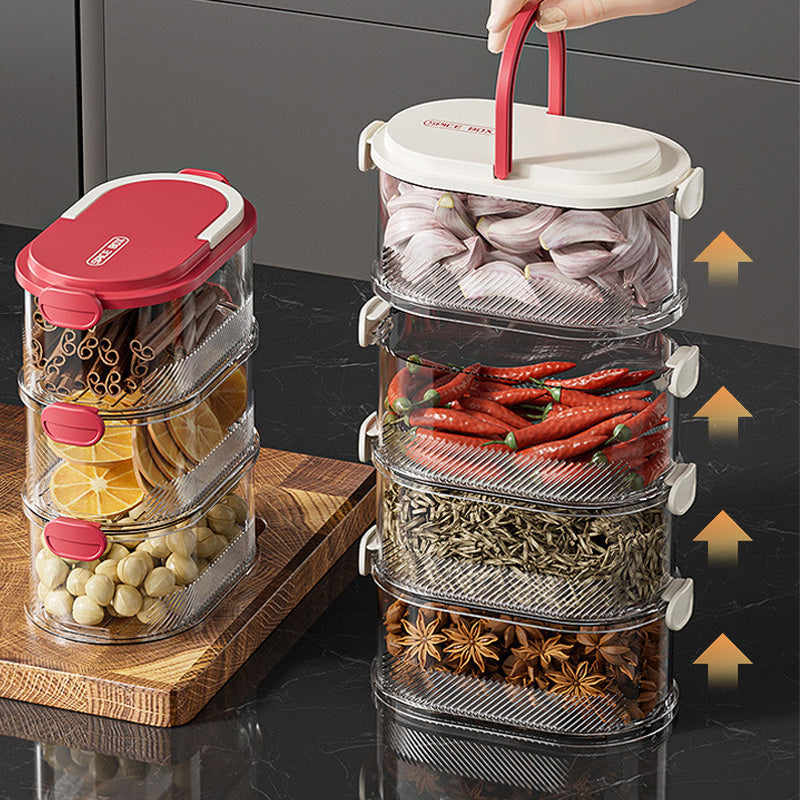 Stackable Spice Rack Airtight Multi-Layer Food-Safe with Sealed Lids