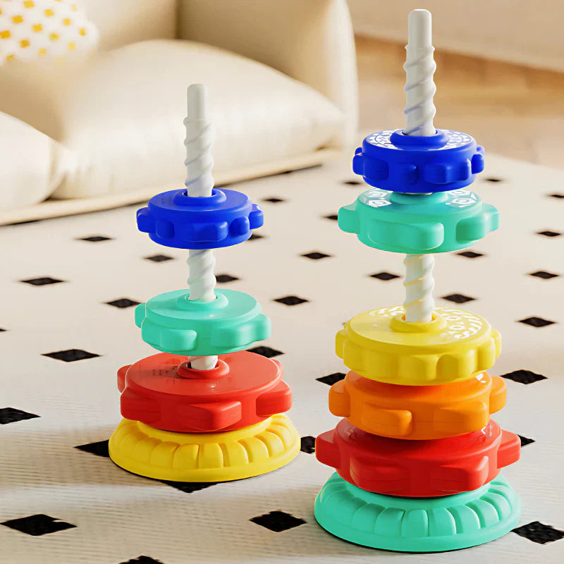 Stacking Tower Toy with Rotating Pieces | Colourful Shapes | Hand-Eye Coordination Fine Motor Skill Building Toy