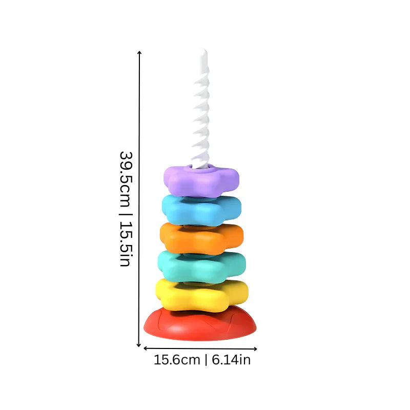 Stacking Tower Toy with Rotating Pieces | Colourful Shapes | Hand-Eye Coordination Fine Motor Skill Building Toy