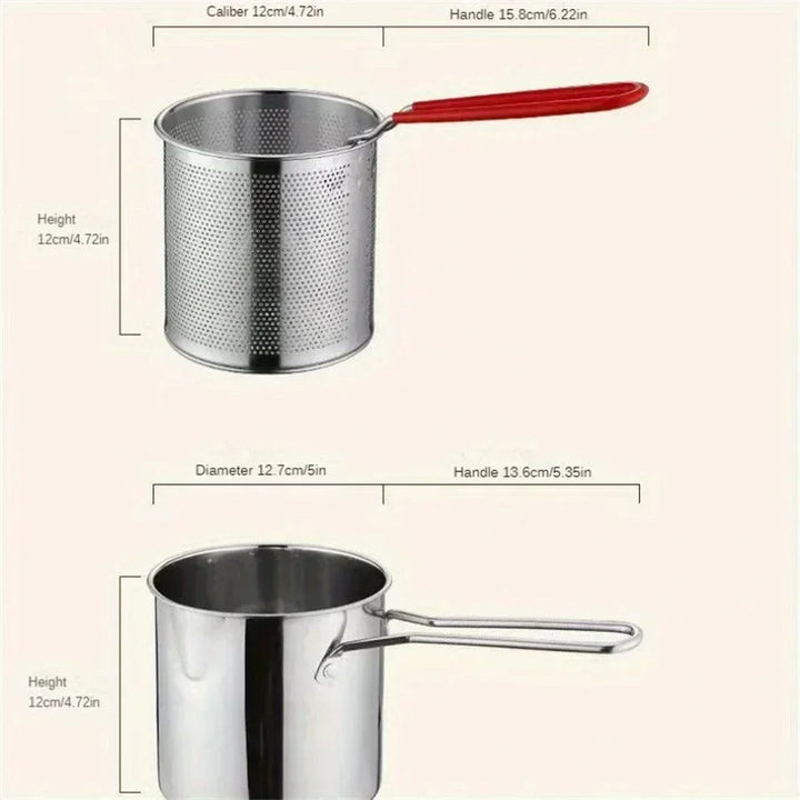 Stainless Steel Deep Fryer Pot Strainer Basket Induction