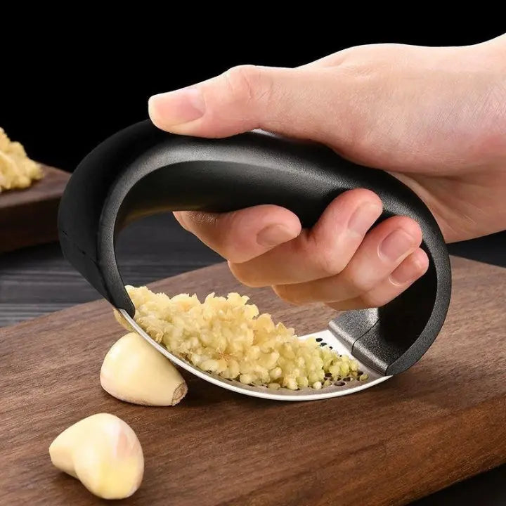 Stainless Steel Garlic Press Compact Curved Rocking with ABS Handle