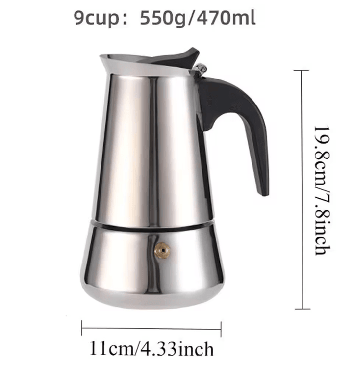 Stainless Steel Moka Pot Italian Coffee Maker | Stovetop Espresso Maker, Brews 9 Cups | Gas, Electric &amp; Ceramic Compatible