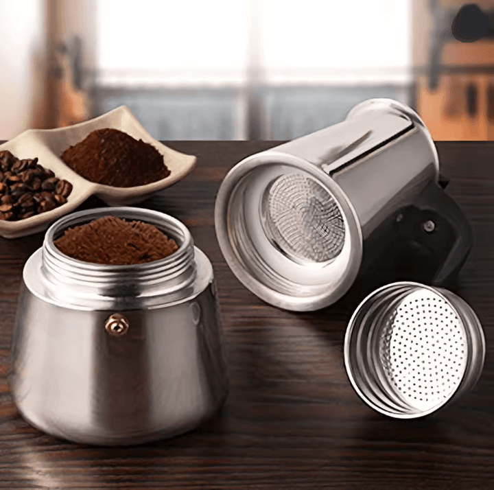 Stainless Steel Moka Pot Italian Coffee Maker | Stovetop Espresso Maker, Brews 9 Cups | Gas, Electric &amp; Ceramic Compatible