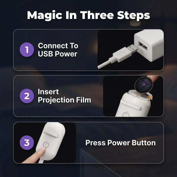 Star Projector Lamp | Dual Mode Galaxy &amp; Ocean Wave Projection | Interchangeable Films for Warm Night Light Ambience