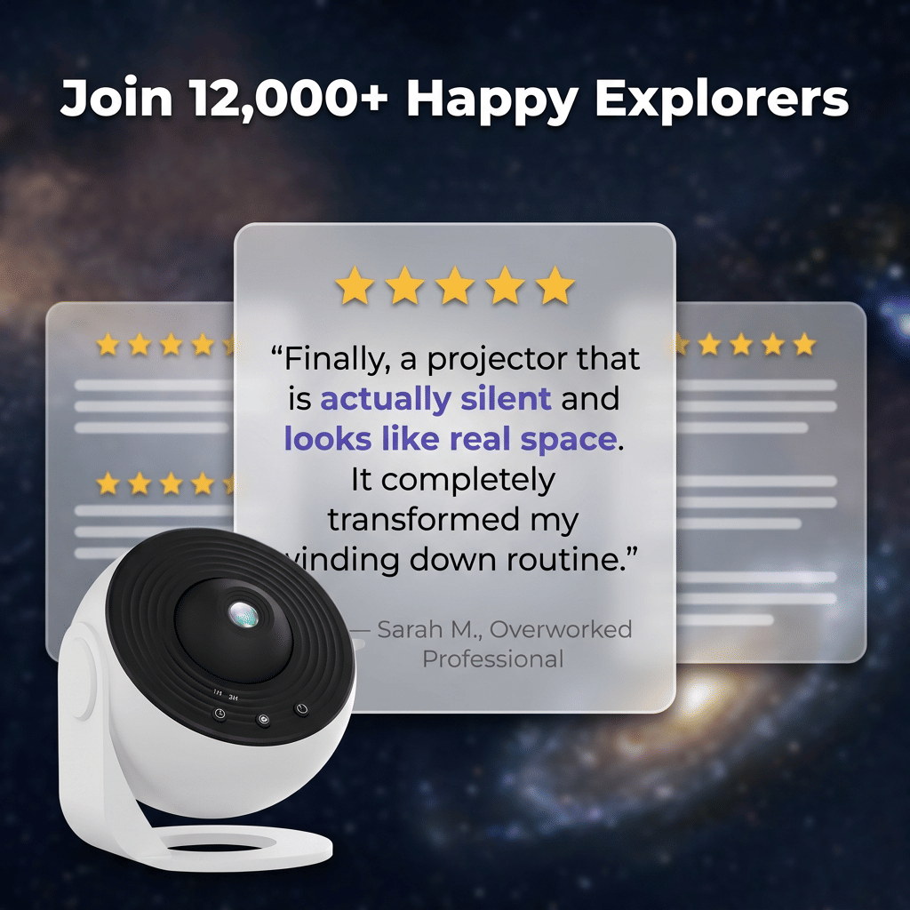 Star Projector Light | 13 Nebula Scenes, Adjustable Focus, 14 cm Compact Body | Whisper-Quiet Operation, White or Black