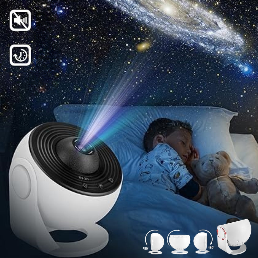 Star Projector Light 360° Rotation | 12 HD Film Discs, Adjustable Colours | Quiet LED with Timer, Black or White