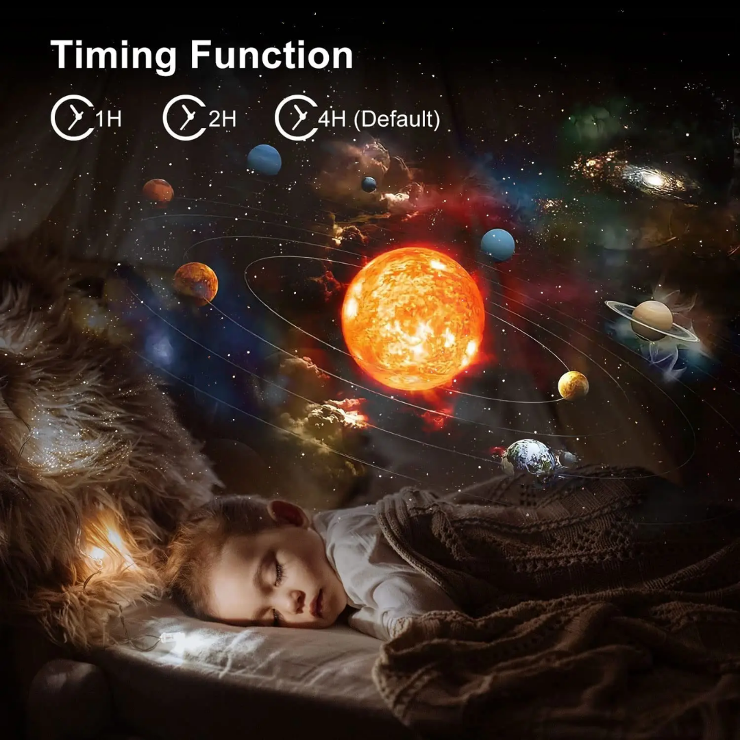 Star Projector Light 360° Rotation | 12 HD Film Discs, Adjustable Colours | Quiet LED with Timer, Black or White