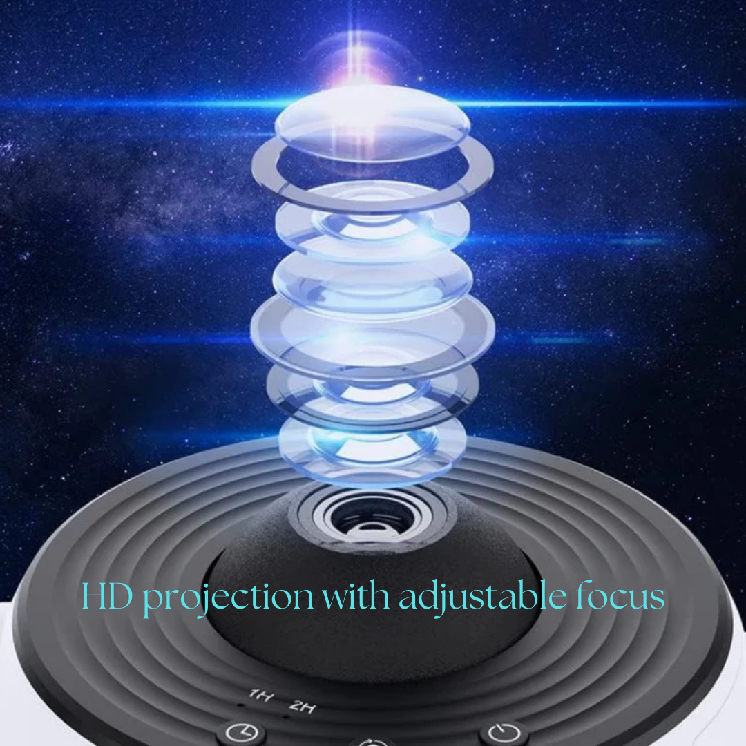 Star Projector Light 360° Rotation | 12 HD Film Discs, Adjustable Colours | Quiet LED with Timer, Black or White