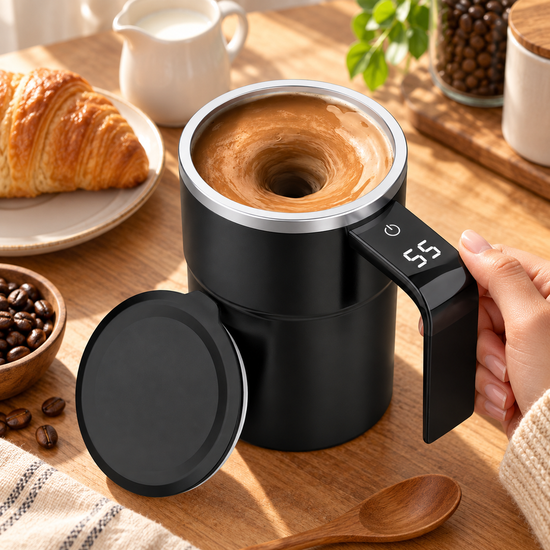 Stirring Mug Rechargeable Magnetic Mixing with Temperature Display