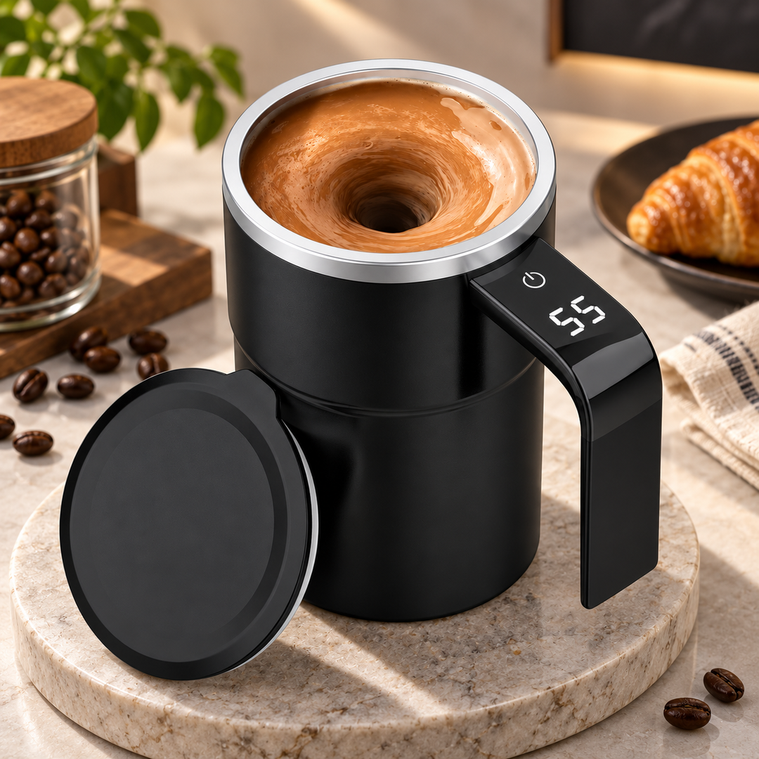 Stirring Mug Rechargeable Magnetic Mixing with Temperature Display
