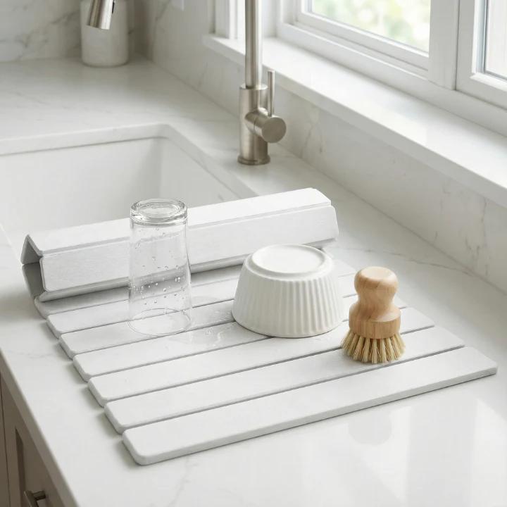 Stone Draining Mat | Slatted Roll Up Mat For The Worktop