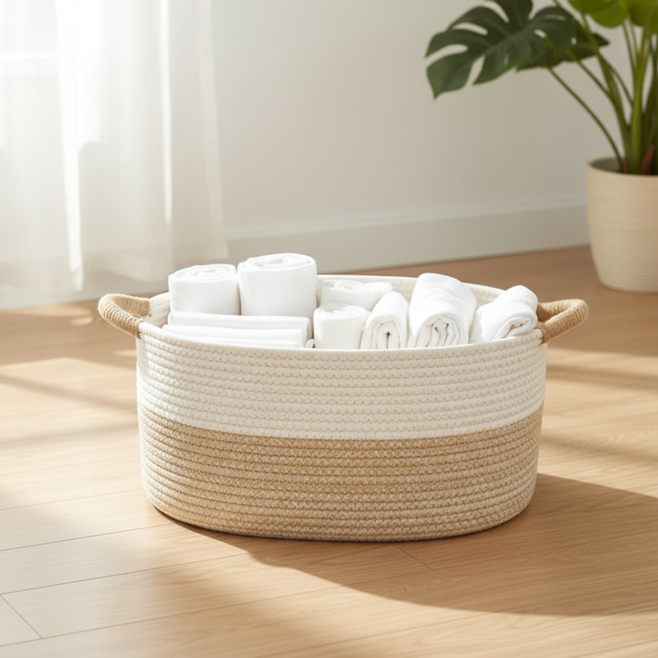 Storage Basket | Coiled Row Build, Side Loop Handles