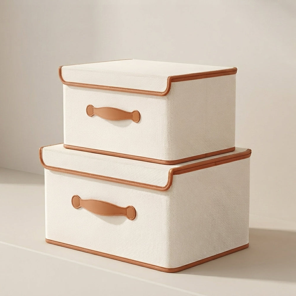 Storage Box Foldable | Bound Top Edge, Riveted Pull Strap