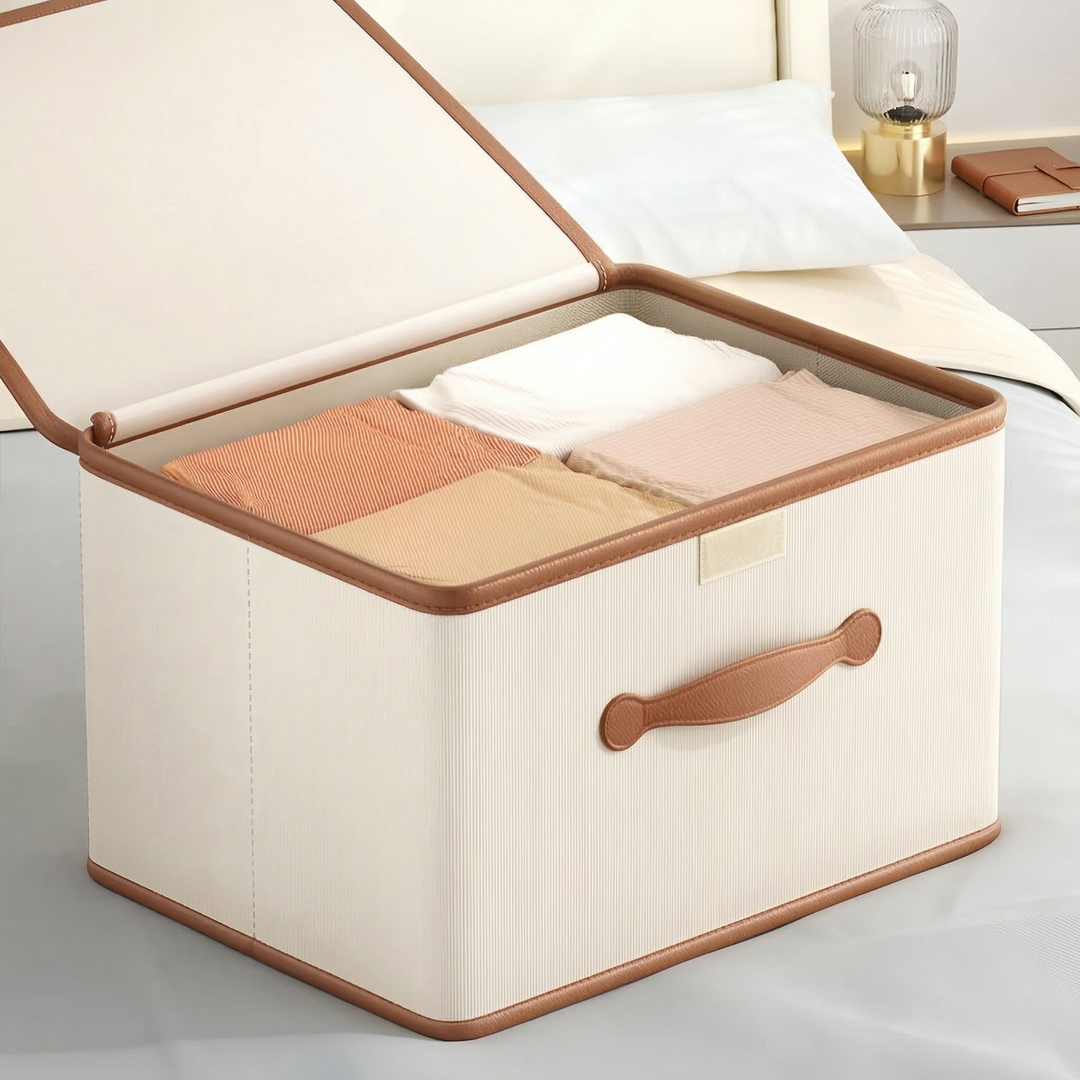Storage Box Foldable | Bound Top Edge, Riveted Pull Strap