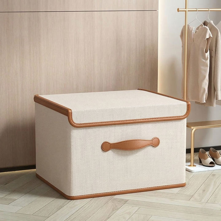 Storage Box Foldable | Bound Top Edge, Riveted Pull Strap