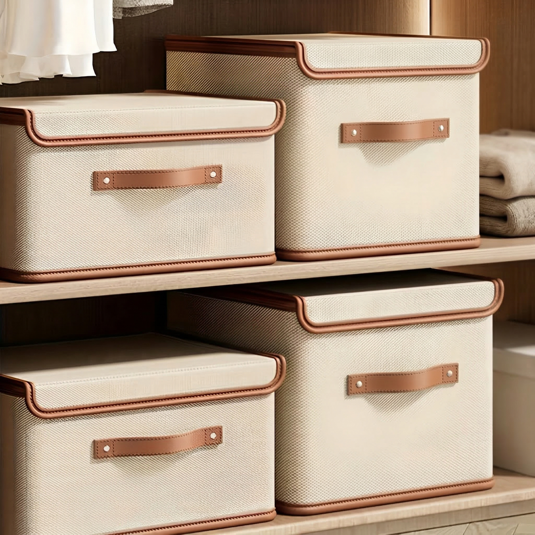 Storage Box Foldable | Bound Top Edge, Riveted Pull Strap