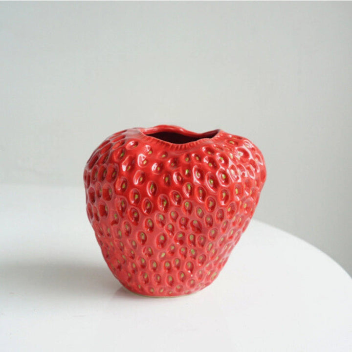 Strawberry Vase | Dimpled Seed Texture, Wide Open Top