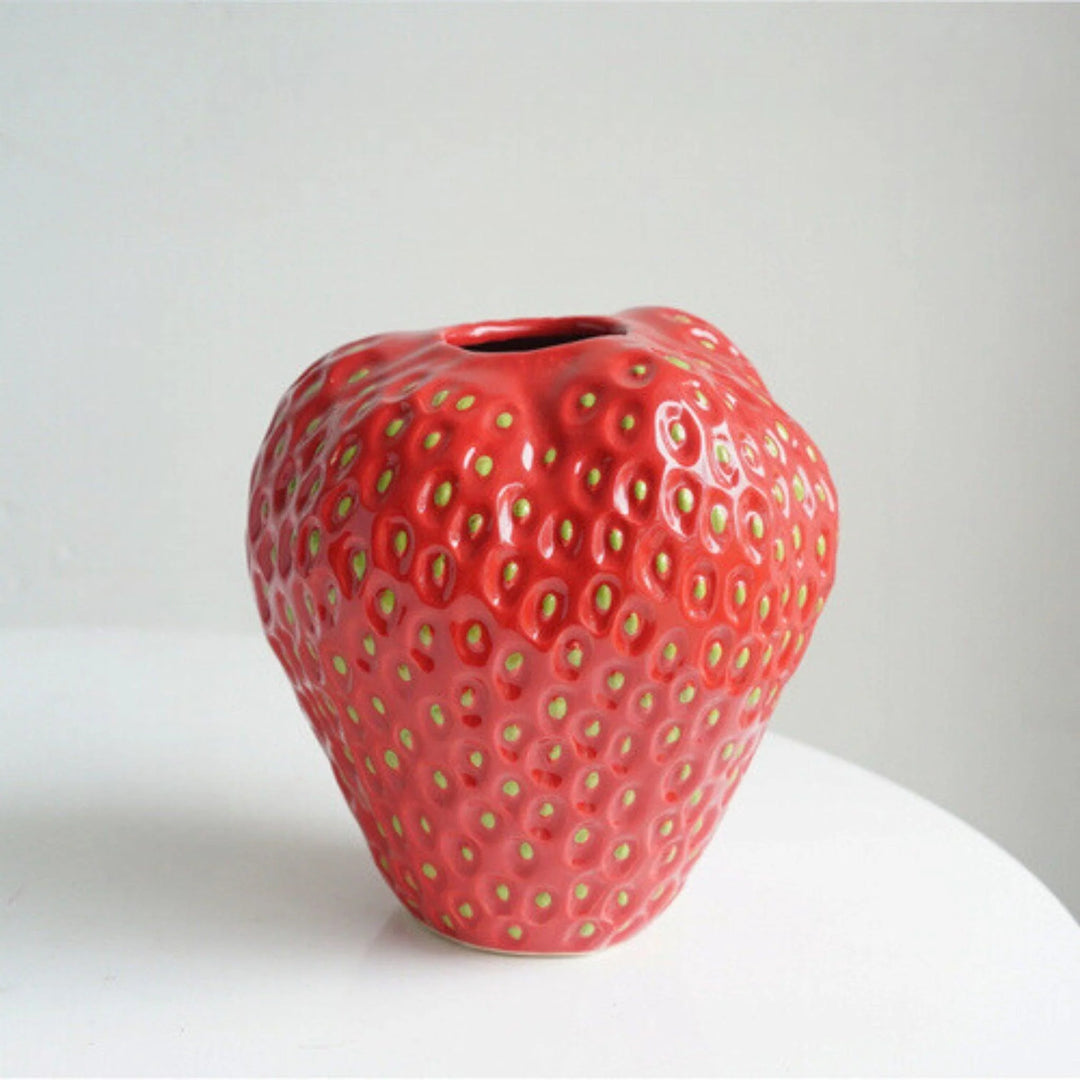 Strawberry Vase | Dimpled Seed Texture, Wide Open Top
