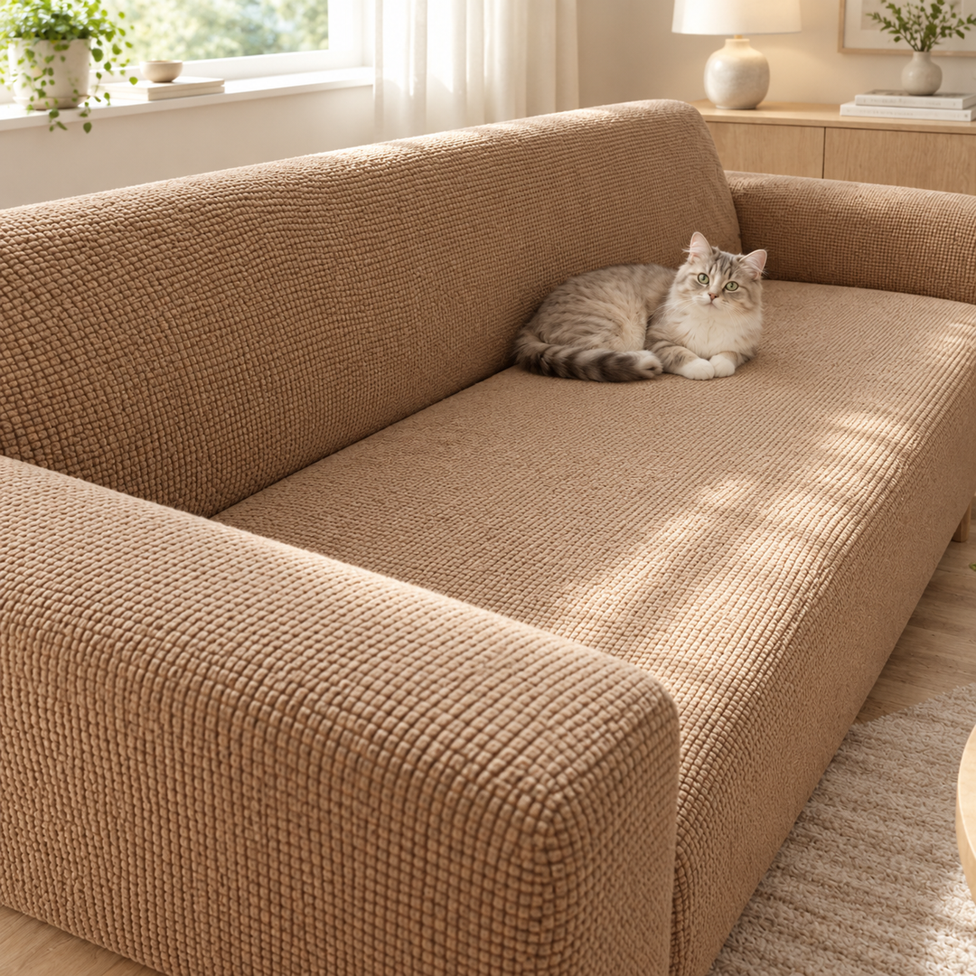 Stretch Sofa Cover Universal Fit Elastic Hem with Non-Slip Foam Strips