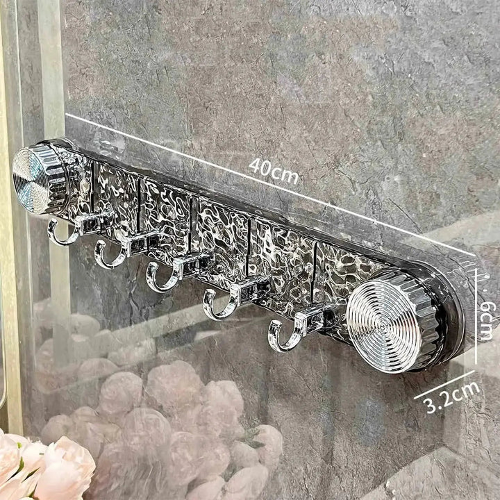 Suction Cup Rack Rotating Wall Mounted Drill-Free Plastic with 5 Hooks