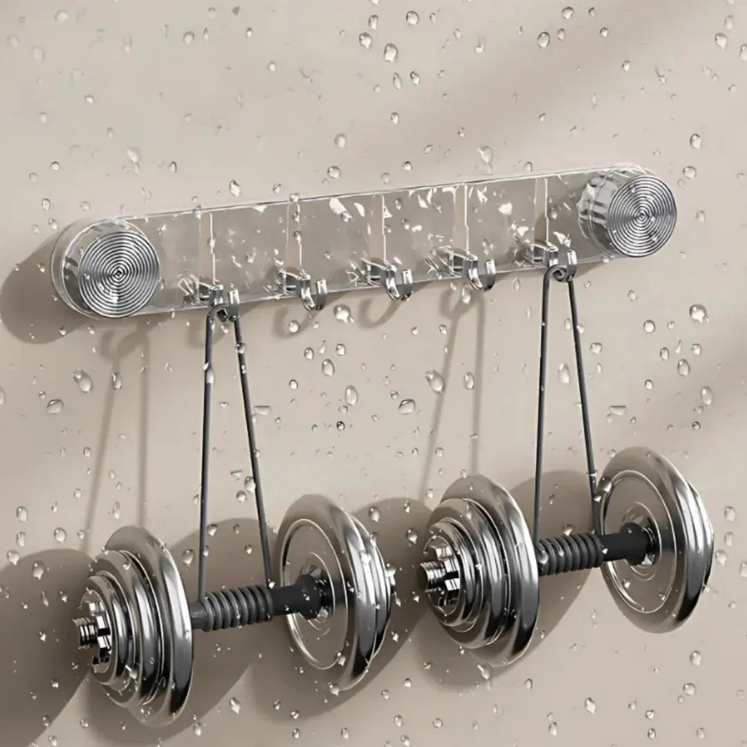 Suction Cup Rack Rotating Wall Mounted Drill-Free Plastic with 5 Hooks